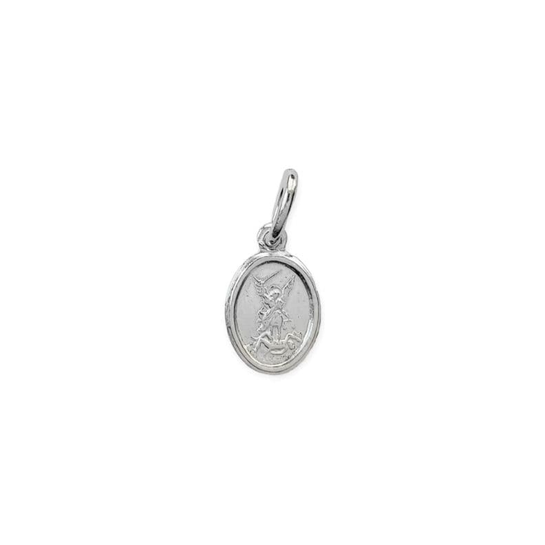 Colgante Medalla San Miguel Arcangel Mini 7mm Plata Fina 925