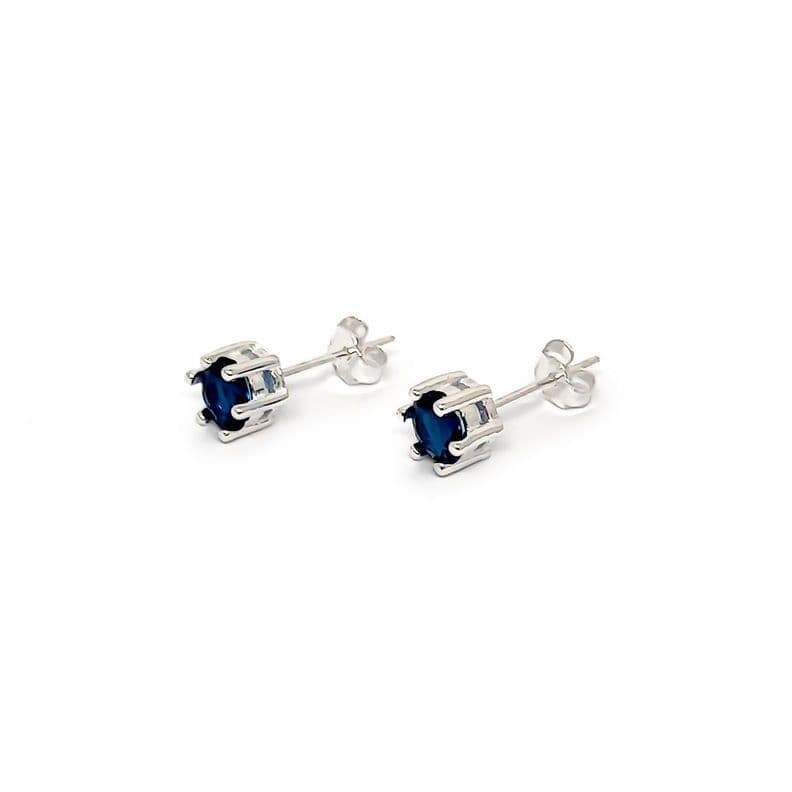 Aros Punto de Luz Grifas Circon Azul 6mm Plata Fina 925