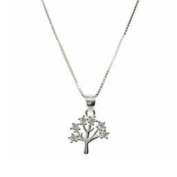 Collar Arbol Circon Ramas Plata Fina 925