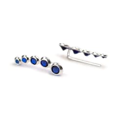 Aros Trepadores Circon Azul Plata Fina 925