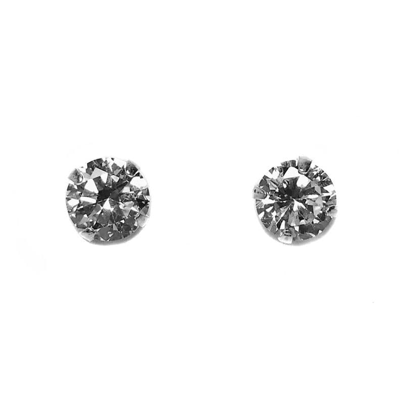 Aros Circon Blanco Solitario 6mm Plata Fina 925