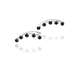 Aros Trepadores 5 Strass Negro Plata Fina 925
