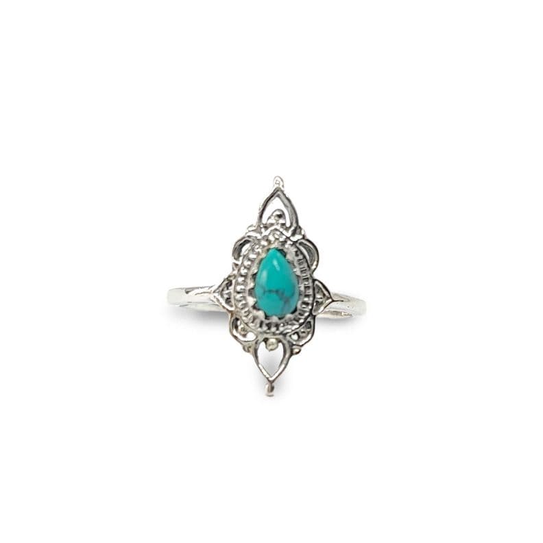 Anillos Ishani Piedra Turquesa Plata Fina 925 #19