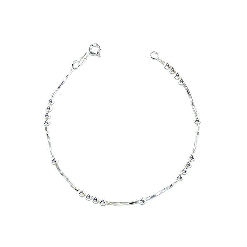 Pulsera Cola De Topo Bolitas Plata Fina 925