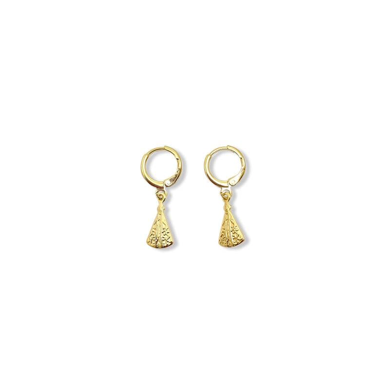 Aros Argolla 11mm Virgen Nuestra Senora de la Candelaria Enchapado Oro 18K Dorado