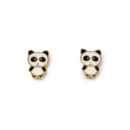 Aros Panda Enchapado Oro 18K Blanco