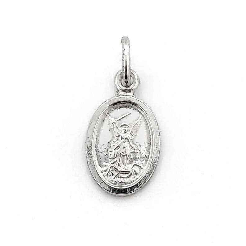 Colgante Medalla San Miguel Arcangel 9mm Plata Fina 925