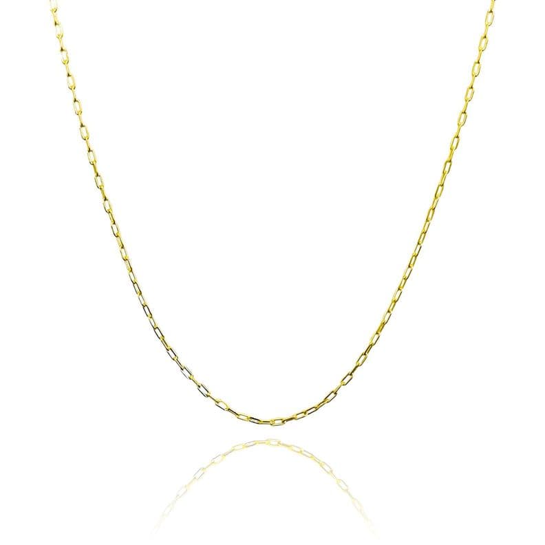 Cadena Eslabon Fino Alargado 60cm Enchapado Oro 18K