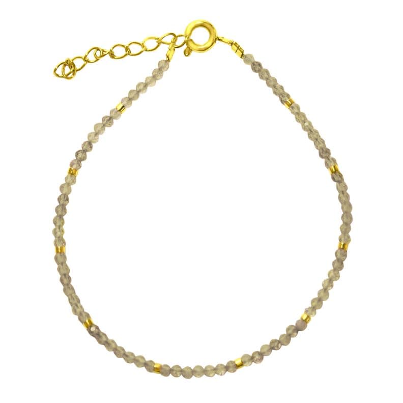 Pulsera Topacio Fume Mostacilla Enchapado Oro 18K