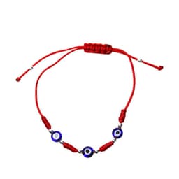 Pulsera Ojos Turcos Cordon Rojo Plata Fina 925