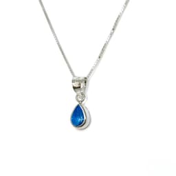 Collar Gota Circon Celeste Plata Fina 925