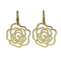 Aros Rosa Calada Satinada Enchapado Oro 18K Dorado