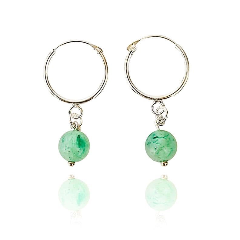 Aros argolla Jade 6mm Plata Fina 925