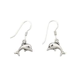 Aros Delfin Mini Colgante Gancho Plata Fina 925