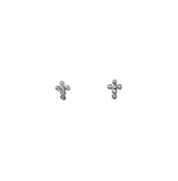 Aros Cruz Mini Circon Plata Fina 925