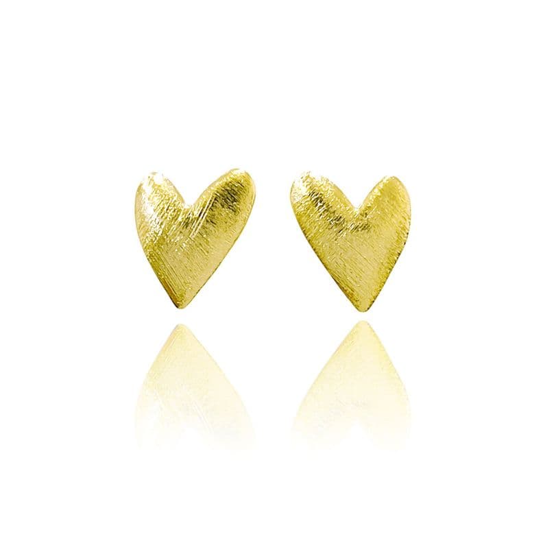 Aros Corazon Tierno Satinado Lamina Enchapado Oro 18K