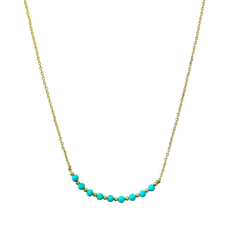 Collar Turquesa Facetado 3mm Cadena Enchapado Oro 18K Celeste