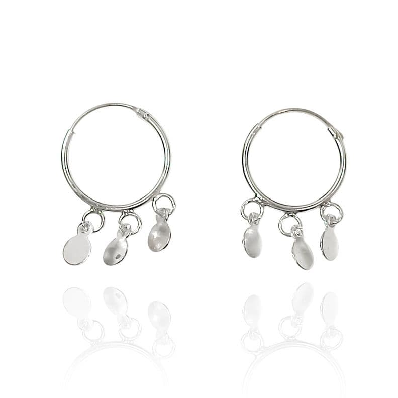 Aros Argolla 3 Circulos Colgantes Plata Fina 925