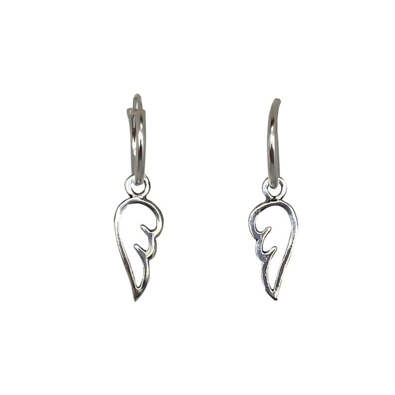 Aros Argolla Ala Calada Colgante Plata Fina 925