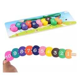 Juego Didactico Madera Tabla Encaje Enhebrar Numeros Cuncuna