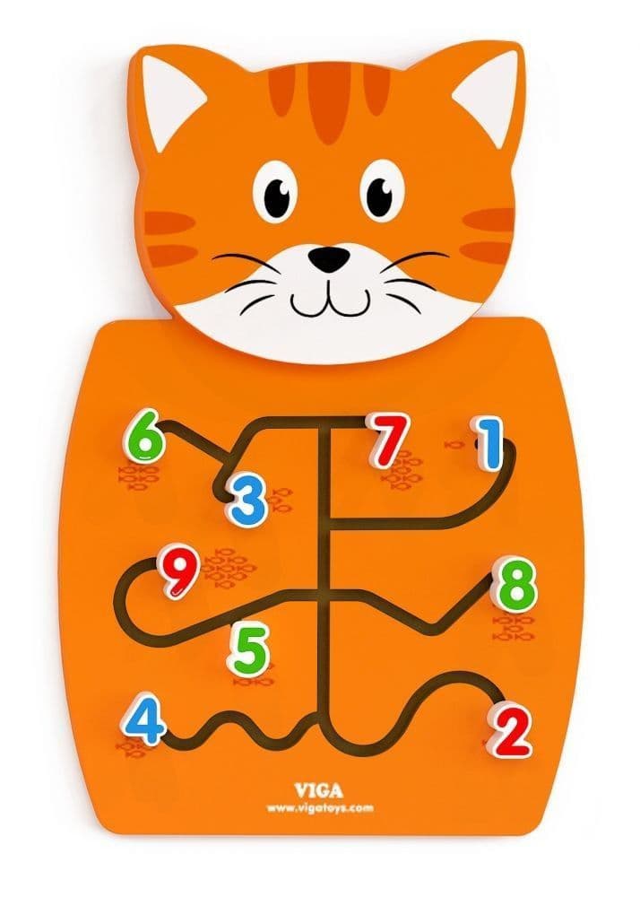 Juego Pared Madera Diseno Gato Naranjo