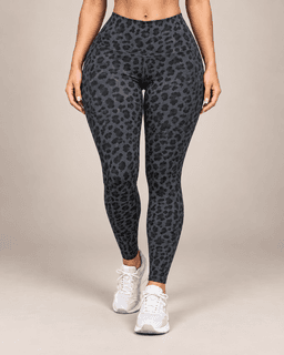 Calza Mujer Animal Print Pretina Alta Bolsillos Laterales Gris S
