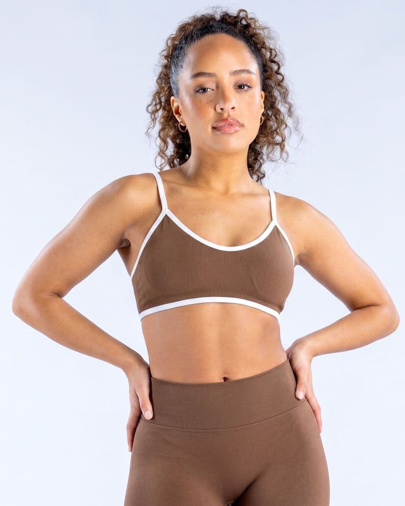 Peto Top Deportivo Seamless Bicolor Mujer Fitness Beige M-L