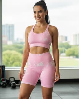 Conjunto Tie Dye Push Up Short y Peto Tiras Cruzadas Rosado S-M
