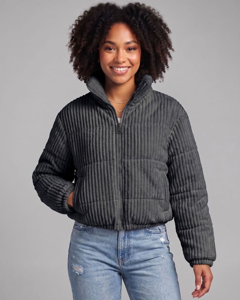 Chaqueta Puffer Cotele Mujer Corta Abrigo Invierno Termica Negro L-XL