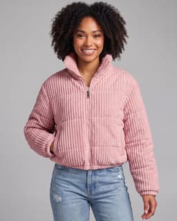Chaqueta Puffer Cotele Mujer Corta Abrigo Invierno Termica Rosado S-M