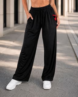 Pantalon Palazzo Mujer Cintura Elastica Con Cordon Ajustable Negro L