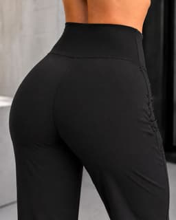Pantalon Palazzo Mujer Tiro Alto Con Bolsillos Wide Leg Negro M