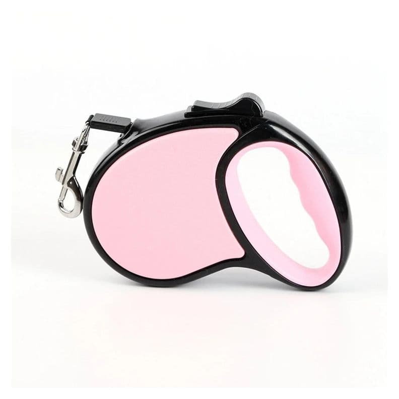 Cuerda Retractil 5M Flexible Paseo De Perro Cachorro Rosado