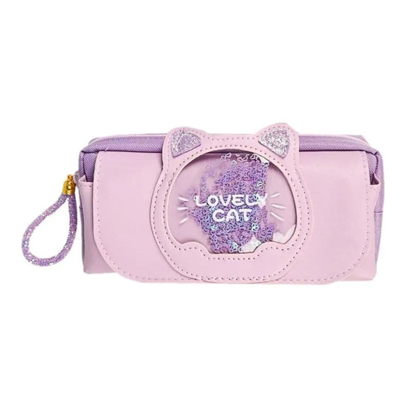 Estuche Cartuchera Diseno Gatito Morado Kawaii
