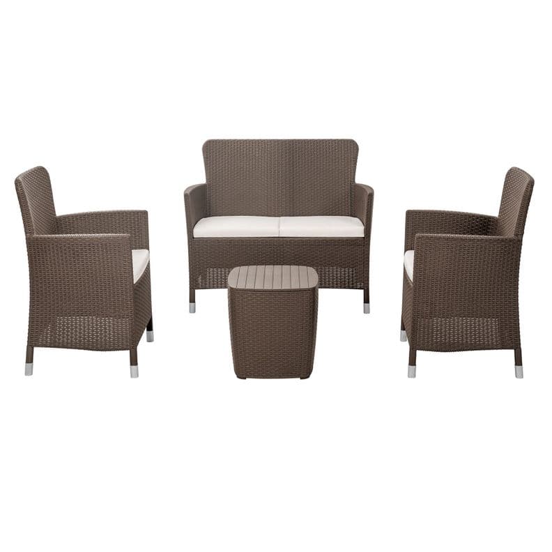 Juego Terraza Capri Comfort Mocca tipo Rattan MQ QRubber Cafe