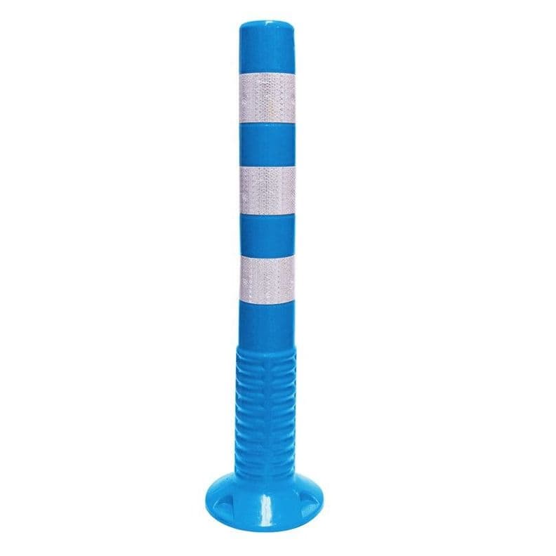 Hito vialidad poliuretano 75 cm 3 cintas azul QRubber