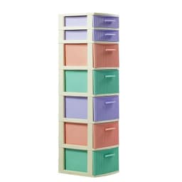 Cajonero 7 Niveles Candy Multicolor tipo Rattan MQ QRubber Rosado