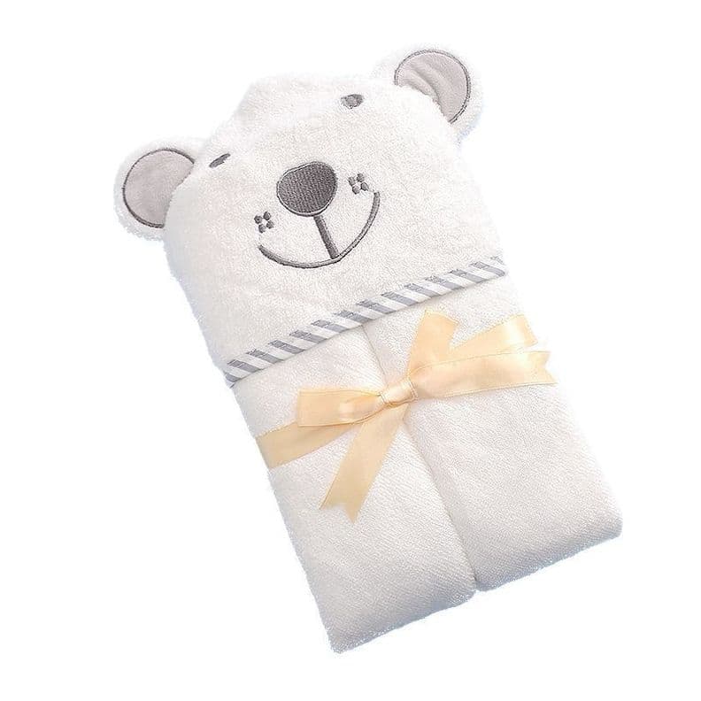 TOALLA BEBE OSO CAPUCHA 100% BAMBOO ORGANICO 90X90 Blanco