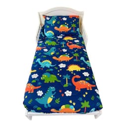 Set ropa para cama de transicion Nino Dinosaurios de 4 piezas Pellitos Azul