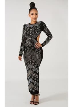 VESTIDO LARGO L50701 NEGRO L