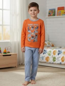 Pijama Nino Game Over T76336-50 Naranjo 4