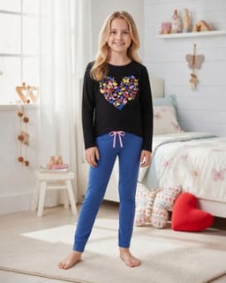 Pijama Nina Estampado Corazon Mariposas 8 azul 4 azul 6