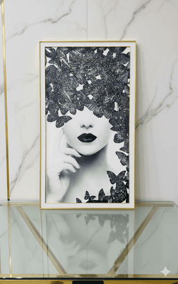 Cuadro Minimalista De Rostro Y Mariposas 80x140cm