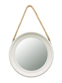 Espejo redondo 33 cm. con soga blanco-negro Blanco