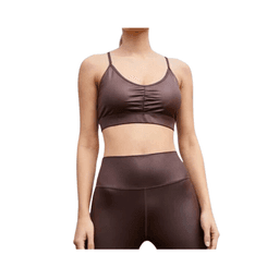Top Deportivo Fruncido - Marron Chocolate - Talla L Cafe Oscuro