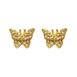 Aros Mariposa con Perlas Enchapado en oro de 18k de 13mm