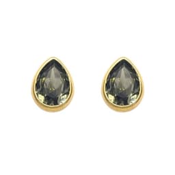 Aros Cristal Gota Plata 925 Banado en Oro