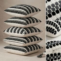 5 Fundas Para Cojin Diseno Geometrico Texturado Negro Poliester 45 cm - 012