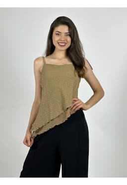 Polera Top con Relieves Camel