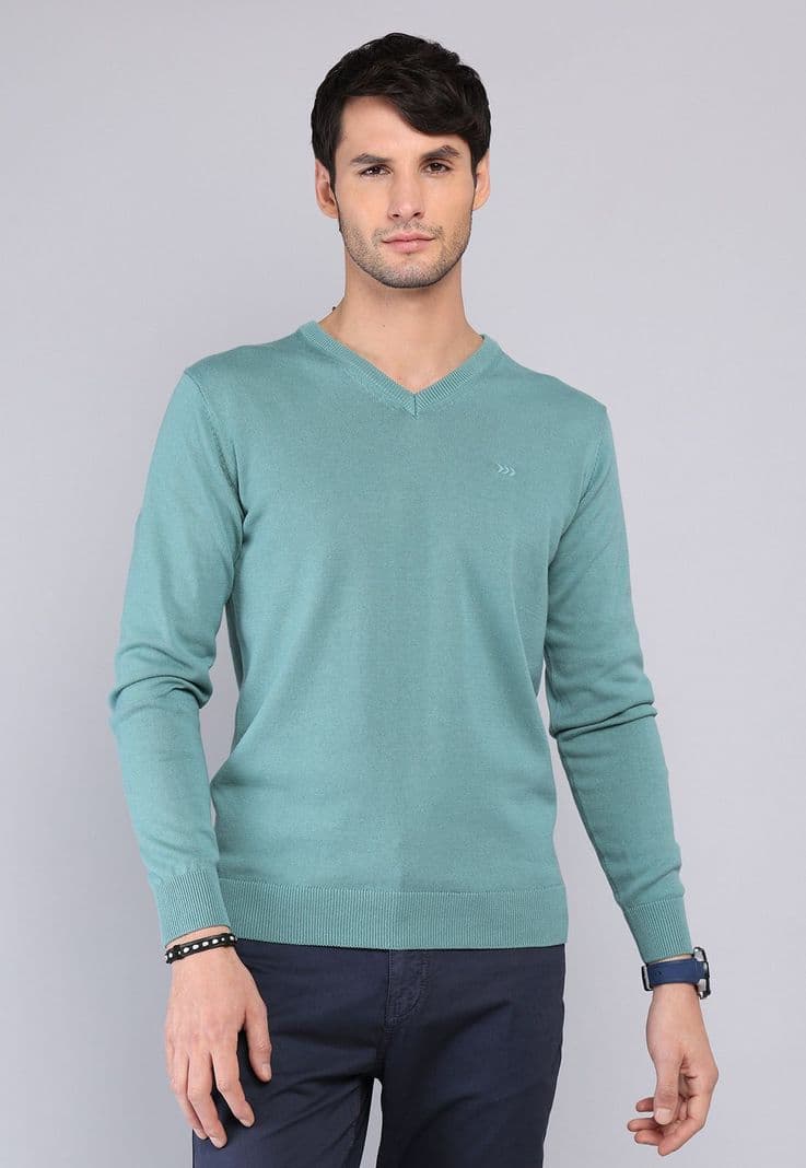 Sweater Cuello V Arrow SW32032AQ Verde Claro L